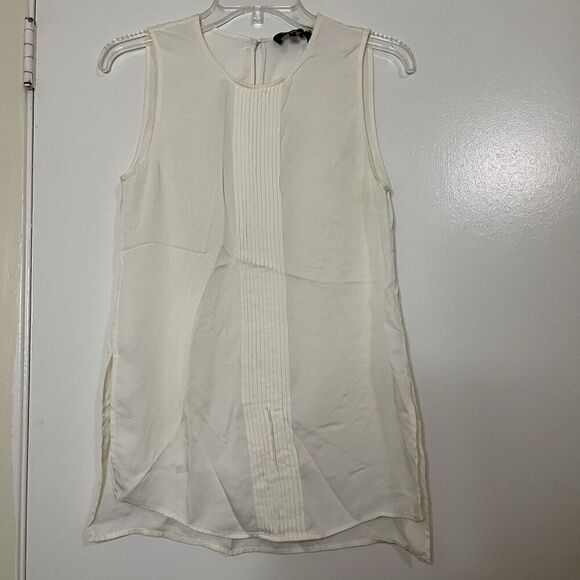 THEORY Ivory Shell split hem silk tank top size small - Picture 1 of 5